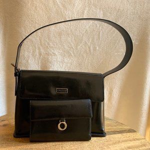 Oroton Black Leather Shoulder Bag & Wallet
